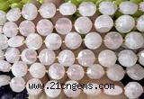 CCB2301 15 inches 12mm faceted coin rose quartz beads
