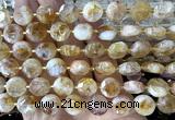 CCB2303 15 inches 12mm faceted coin citrine gemstone beads