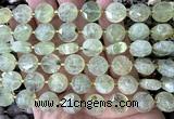 CCB2305 15 inches 12mm faceted coin green rutilated quartz beads