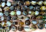 CCB2323 15 inches 12mm faceted coin brown banded agate beads