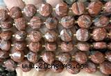 CCB2348 15 inches 12mm faceted coin red sesame jasper beads