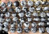 CCB2353 15 inches 12mm faceted coin snowflake obsidian beads