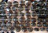 CCB2354 15 inches 12mm faceted coin ice black obsidian beads