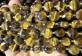 CCB2361 15 inches 12mm faceted coin yellow tiger eye beads