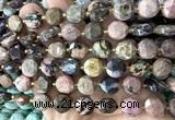 CCB2368 15 inches 12mm faceted coin rhodonite gemstone beads