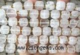 CCB2400 15 inches 10mm faceted square Angolan white quartz beads