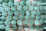 CCB2403 15 inches 10mm faceted square green strawberry quartz beads