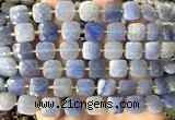CCB2406 15 inches 10mm faceted square blue aventurine jade beads