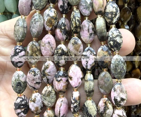 CCB2517 15 inches 9*14mm faceted marquise rhodonite beads