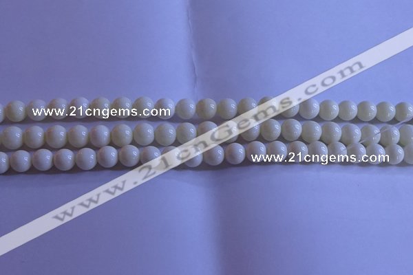 CCB301 15.5 inches 6mm round white coral beads wholesale