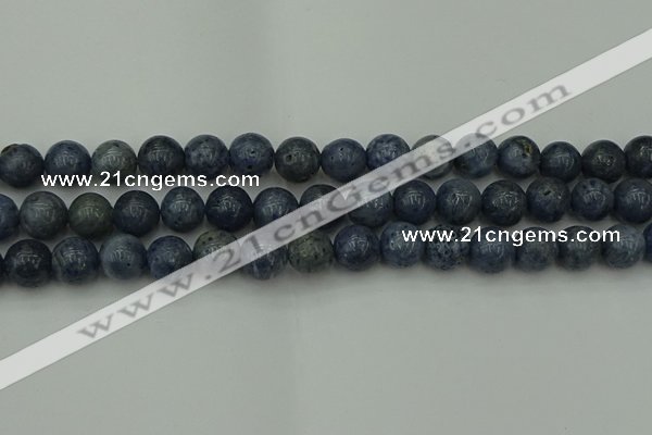 CCB454 15.5 inches 12mm round blue coral beads wholesale