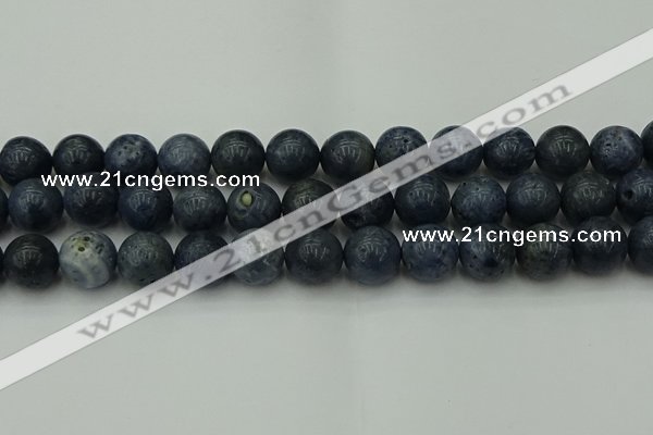 CCB456 15.5 inches 16mm round blue coral beads wholesale