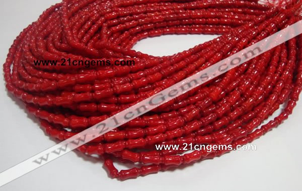 CCB50 15.5 inches 5*11mm bamboo shape red coral beads Wholesale