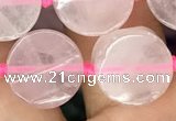 CCB500 15.5 inches 12mm coin rose quartz beads wholesale