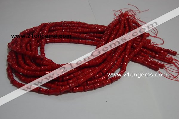 CCB51 15.5 inches 6*10mm bamboo shape red coral beads Wholesale