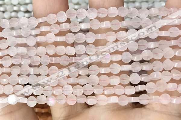 CCB511 15.5 inches 4mm coin rose quartz beads wholesale