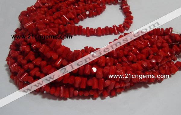 CCB53 15.5 inches 6*9mm column red coral beads Wholesale