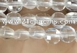 CCB530 15.5 inches 4mm faceted coin white crystal beads