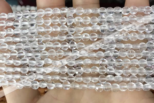 CCB530 15.5 inches 4mm faceted coin white crystal beads