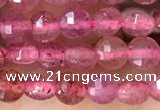 CCB532 15.5 inches 4mm faceted coin strawberry quartz beads