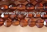 CCB536 15.5 inches 4mm faceted coin orange garnet beads wholesale