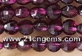 CCB537 15.5 inches 4mm faceted coin purple garnet beads wholesale