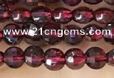 CCB538 15.5 inches 4mm faceted coin red garnet beads wholesale