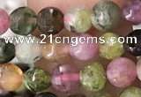 CCB545 15.5 inches 4mm faceted coin tourmaline gemstone beads