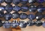 CCB546 15.5 inches 4mm faceted coin iolite gemstone beads