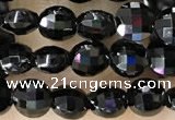 CCB549 15.5 inches 4mm faceted coin black tourmaline beads