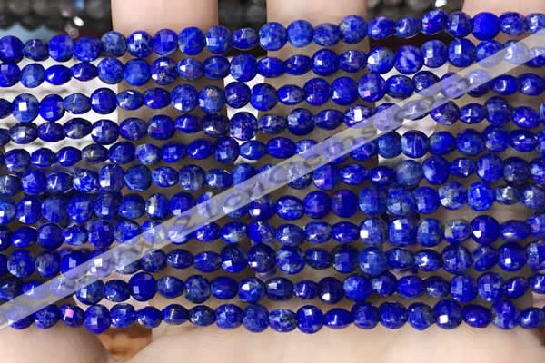 CCB554 15.5 inches 4mm faceted coin lapis lazuli beads wholesale