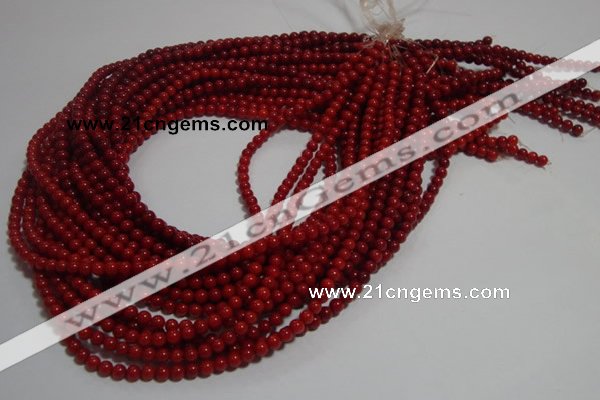 CCB60 15.5 inches 4mm round red coral beads Wholesale