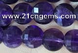 CCB601 15.5 inches 6mm faceted coin natural amethyst beads wholesale