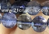 CCB606 15.5 inches 6mm faceted coin iolite gemstone beads