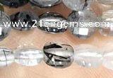 CCB609 15.5 inches 6mm faceted coin black rutilated quartz beads