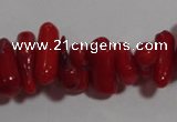 CCB61 15.5 inch 4*11mm irregular branch red coral chip beads