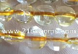 CCB610 15.5 inches 6mm faceted coin golden rutilated quartz beads