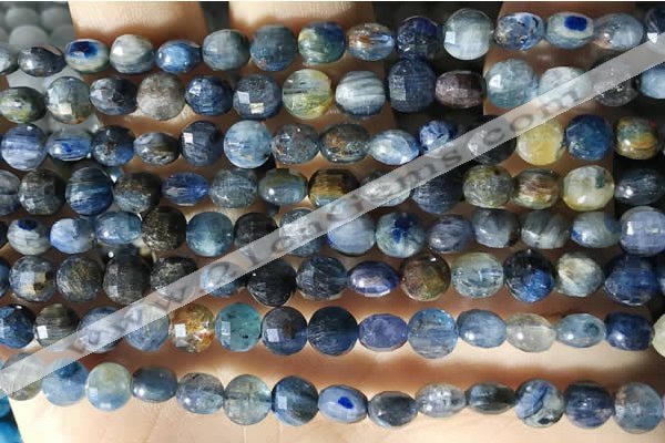 CCB613 15.5 inches 6mm faceted coin natural kyanite gemstone beads