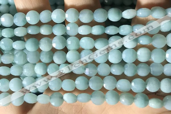 CCB620 15.5 inches 6mm faceted coin amazonite gemstone beads