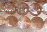 CCB628 15.5 inches 6mm faceted coin natural sunstone gemstone beads