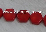 CCB64 15.5 inches 13mm hexagon red coral beads Wholesale