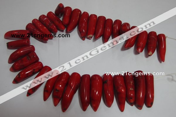 CCB66 16 inches horn shape red coral beads Wholesale