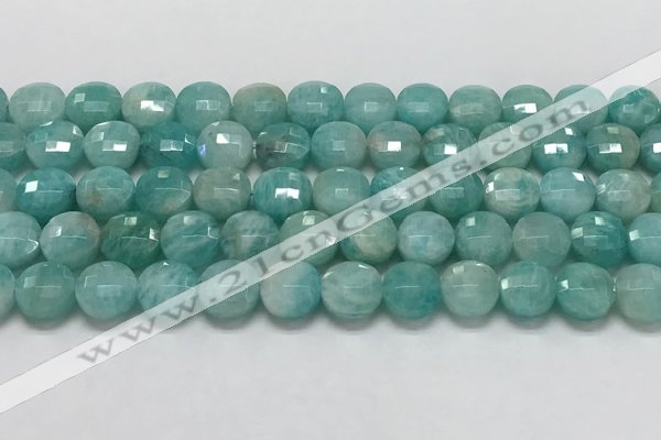 CCB681 15.5 inches 10mm faceted coin amazonite gemstone beads