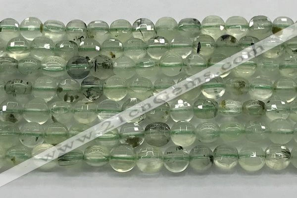 CCB687 15.5 inches 10mm faceted coin prehnite gemstone beads