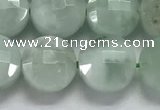 CCB688 15.5 inches 10mm faceted coin green angel skin gemstone beads