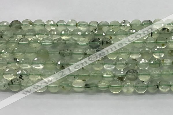 CCB702 15.5 inches 6mm faceted coin prehnite gemstone beads