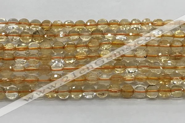 CCB703 15.5 inches 6mm faceted coin citrine gemstone beads