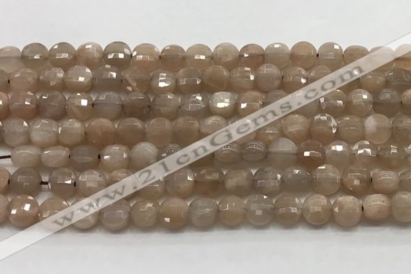 CCB705 15.5 inches 6mm faceted coin moonstone gemstone beads