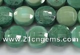 CCB709 15.5 inches 6mm faceted coin grass agate gemstone beads