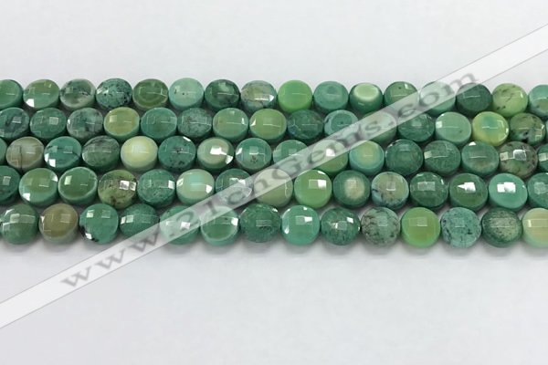 CCB709 15.5 inches 6mm faceted coin grass agate gemstone beads